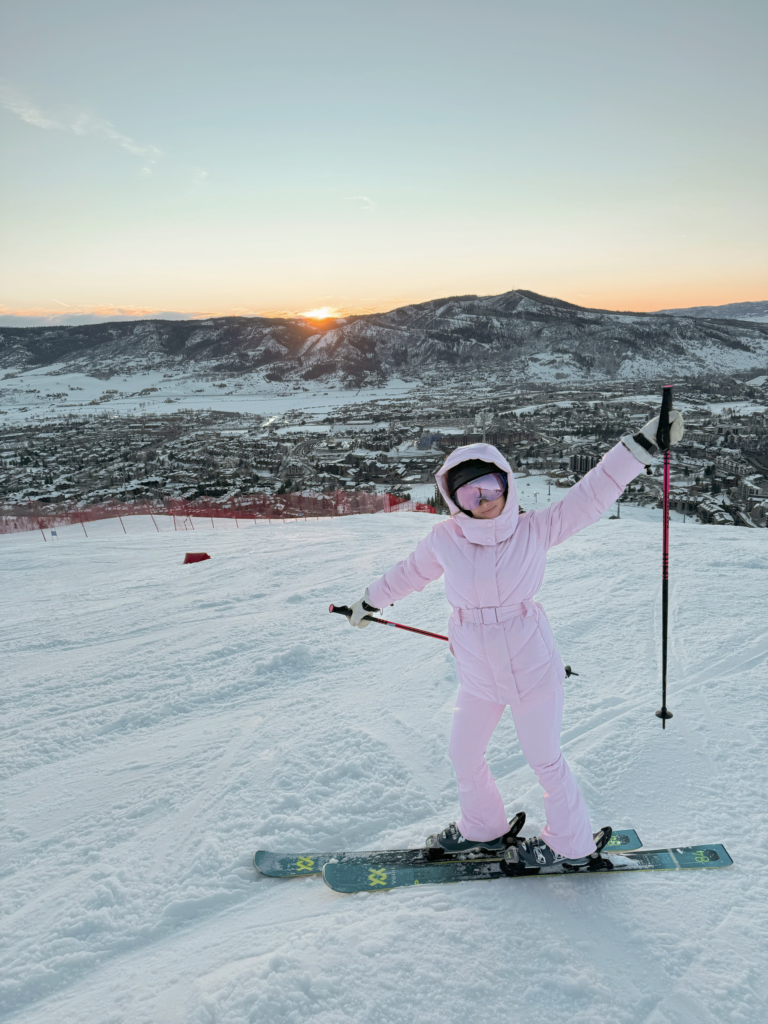 pink ski outfit idea