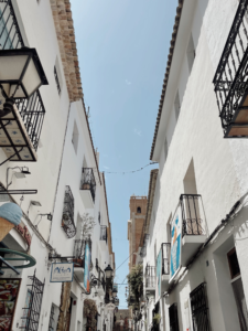 white buildings in a small Spanish village on the mediterranean