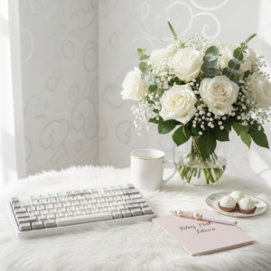 first month blogging review, image of a keyboard to imply blogging