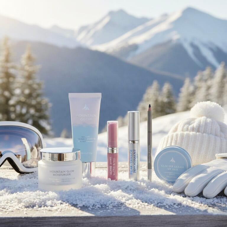 Ski beauty essentials for a ski trip.