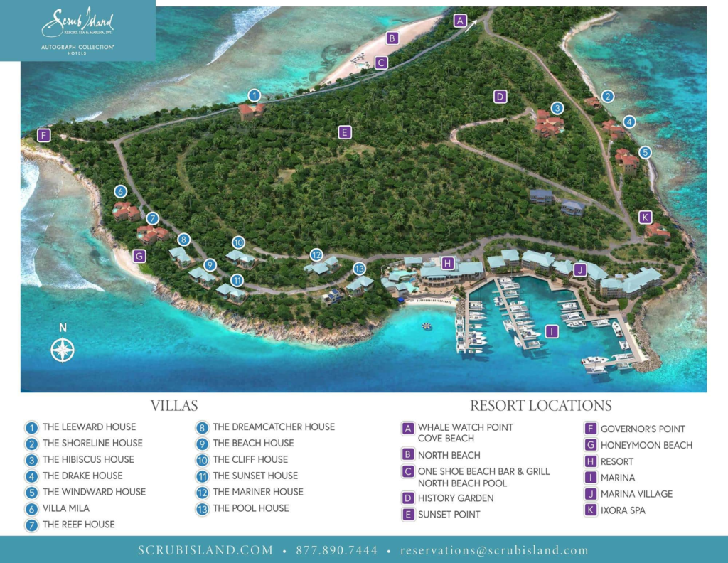 map of scrub island resort in the British virgin islands