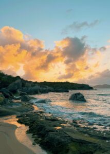 sunset on the beach in Virgin Gorda