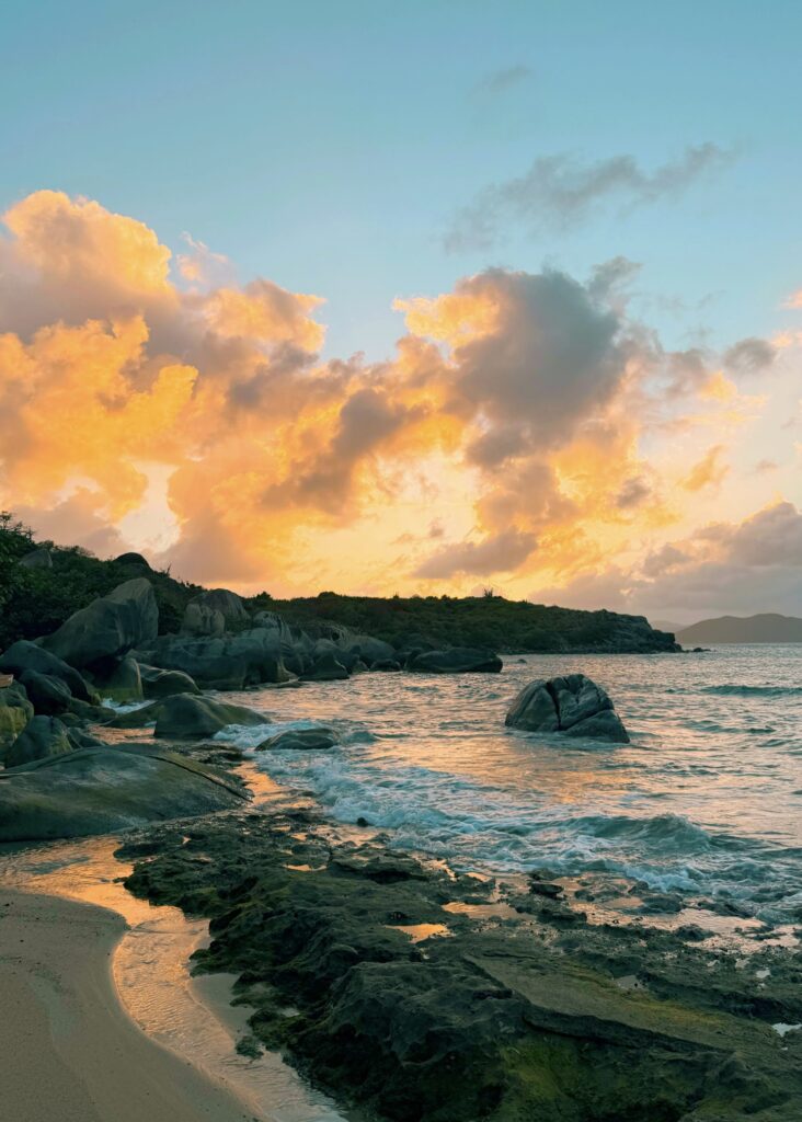 sunset on the beach in Virgin Gorda