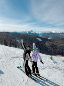 woman skiers in vail, colorado