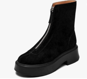 black suede combat boot