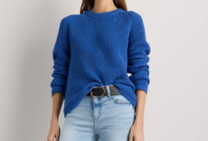 blue cotton crewneck sweater