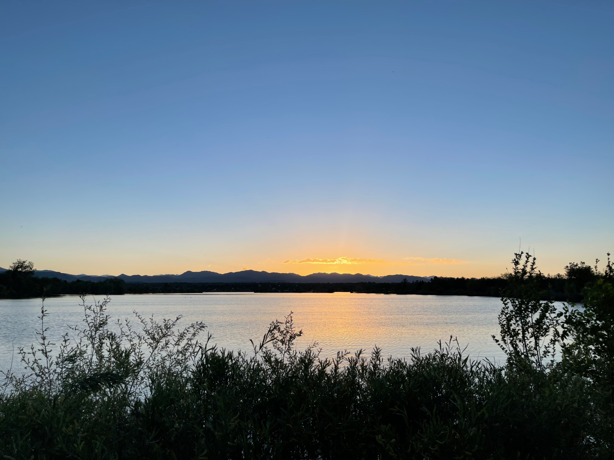 Sloan's Lake park sunset in Denver, Colorado