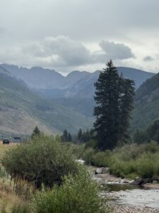View of the Gore Range in Vail, CO in the summer.