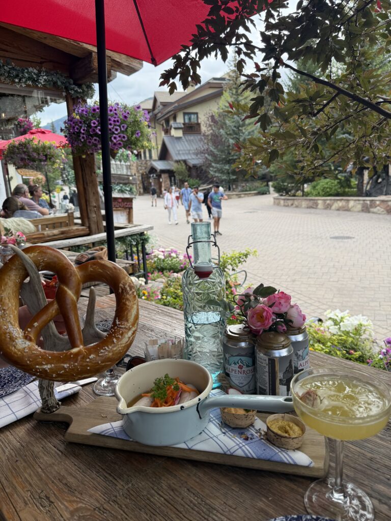 Alpenrose restaurant in Vail, CO in the summer.