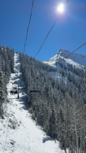 View from a chairlift while skiing in Crested Butte, Colorado.